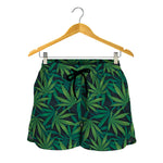 Dark Green Hemp Pattern Print Women's Shorts