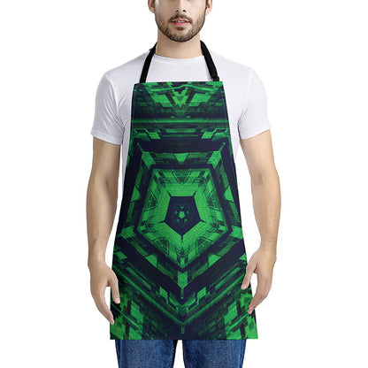 Dark Green Kaleidoscope Print Apron