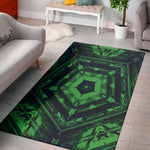 Dark Green Kaleidoscope Print Area Rug