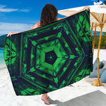 Dark Green Kaleidoscope Print Beach Sarong Wrap