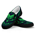 Dark Green Kaleidoscope Print Black Slip On Sneakers
