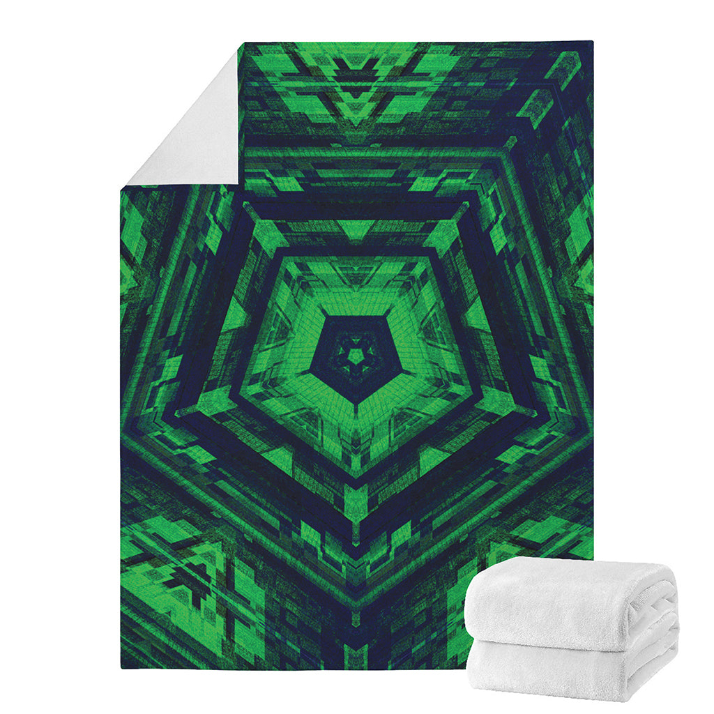 Dark Green Kaleidoscope Print Blanket