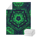 Dark Green Kaleidoscope Print Blanket