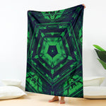 Dark Green Kaleidoscope Print Blanket