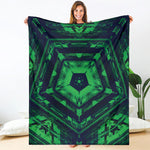 Dark Green Kaleidoscope Print Blanket