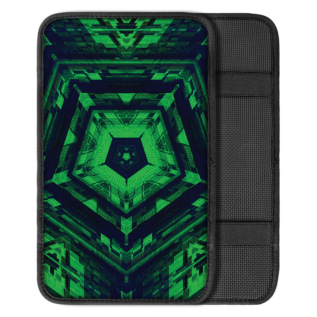 Dark Green Kaleidoscope Print Car Center Console Cover