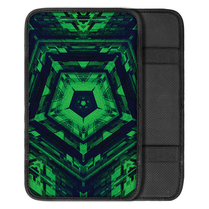 Dark Green Kaleidoscope Print Car Center Console Cover