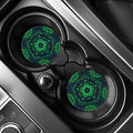 Dark Green Kaleidoscope Print Car Coasters