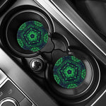Dark Green Kaleidoscope Print Car Coasters