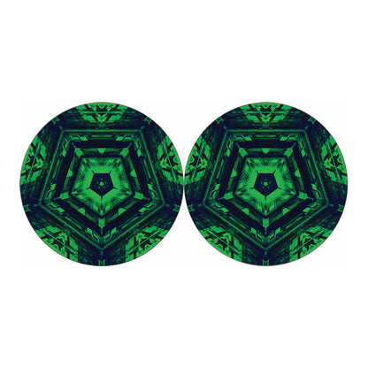 Dark Green Kaleidoscope Print Car Coasters