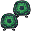 Dark Green Kaleidoscope Print Car Headrest Covers