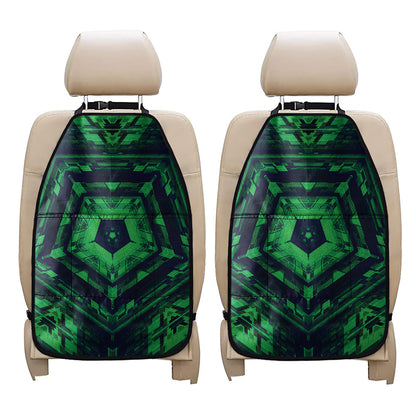 Dark Green Kaleidoscope Print Car Seat Organizers