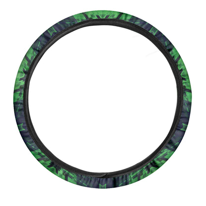 Dark Green Kaleidoscope Print Car Steering Wheel Cover