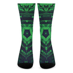 Dark Green Kaleidoscope Print Crew Socks