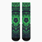 Dark Green Kaleidoscope Print Crew Socks