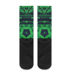 Dark Green Kaleidoscope Print Crew Socks