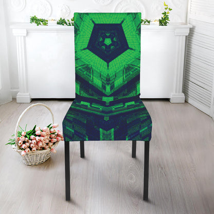 Dark Green Kaleidoscope Print Dining Chair Slipcover