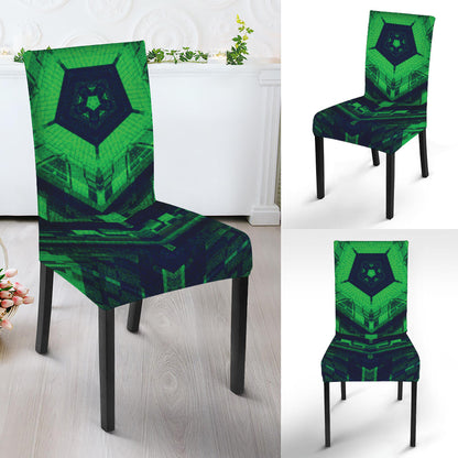 Dark Green Kaleidoscope Print Dining Chair Slipcover