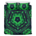 Dark Green Kaleidoscope Print Duvet Cover Bedding Set