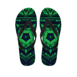 Dark Green Kaleidoscope Print Flip Flops