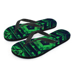 Dark Green Kaleidoscope Print Flip Flops