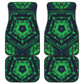 Dark Green Kaleidoscope Print Front and Back Car Floor Mats