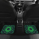 Dark Green Kaleidoscope Print Front and Back Car Floor Mats