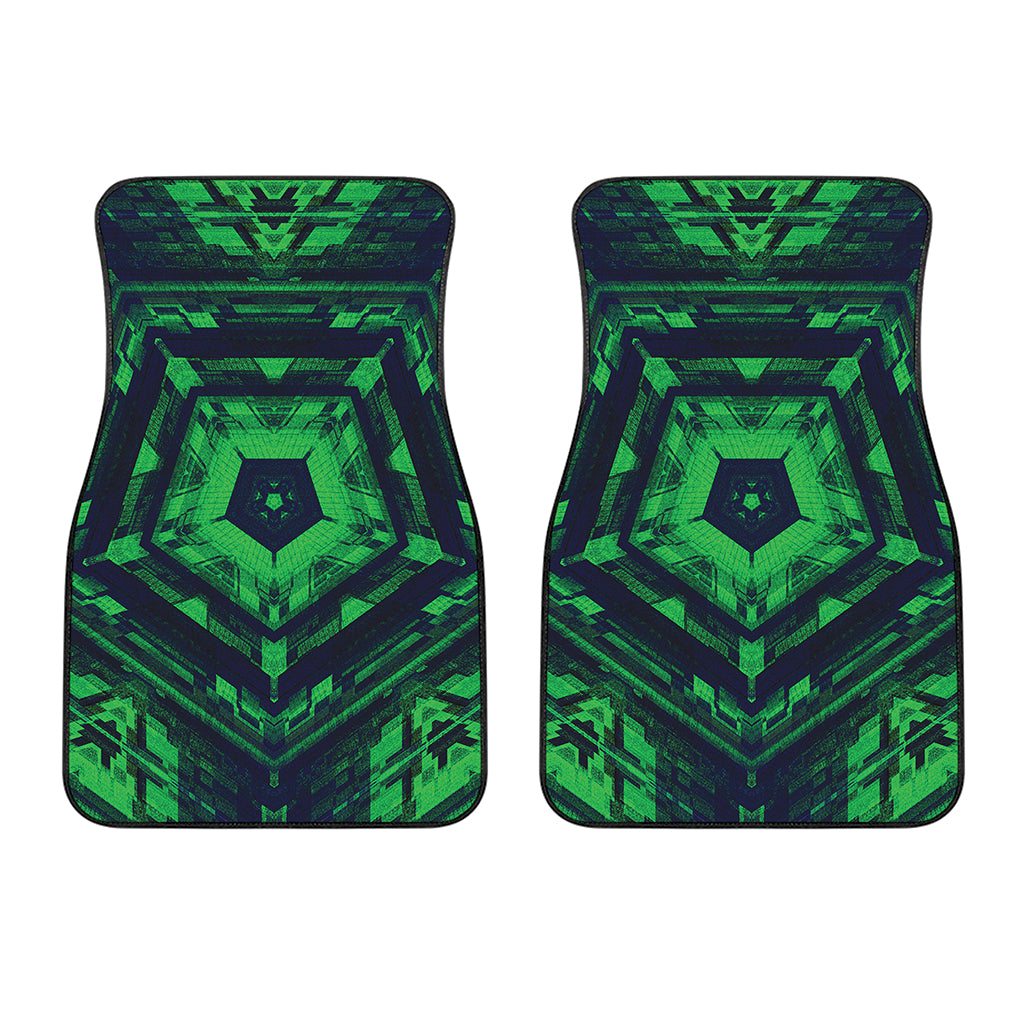 Dark Green Kaleidoscope Print Front Car Floor Mats