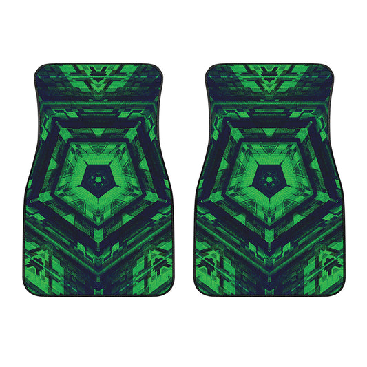 Dark Green Kaleidoscope Print Front Car Floor Mats