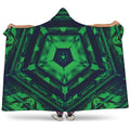 Dark Green Kaleidoscope Print Hooded Blanket