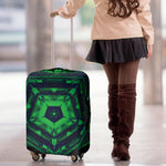 Dark Green Kaleidoscope Print Luggage Cover