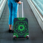 Dark Green Kaleidoscope Print Luggage Cover