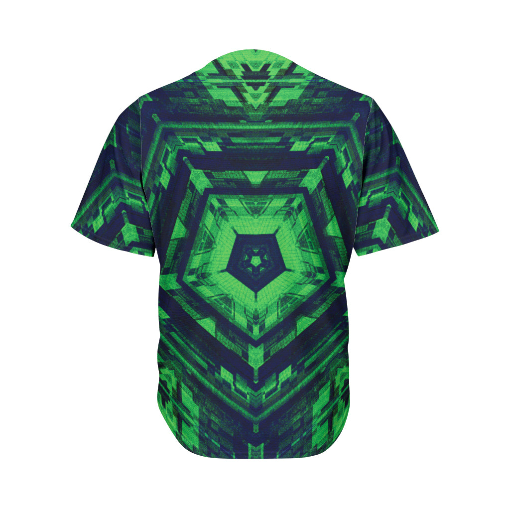 Dark Green Kaleidoscope Print Men's Baseball Jersey