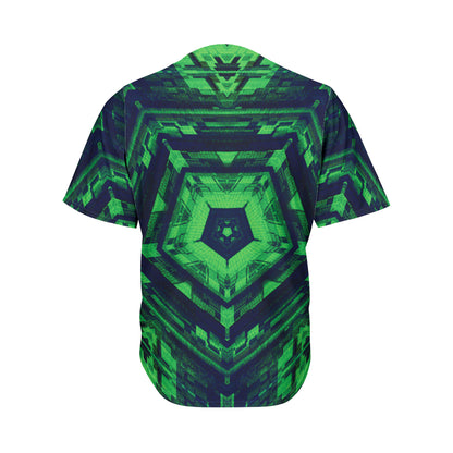Dark Green Kaleidoscope Print Men's Baseball Jersey