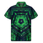 Dark Green Kaleidoscope Print Men's Short Sleeve Shirt