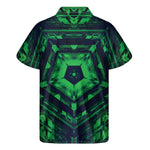 Dark Green Kaleidoscope Print Men's Short Sleeve Shirt