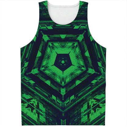 Dark Green Kaleidoscope Print Men's Tank Top
