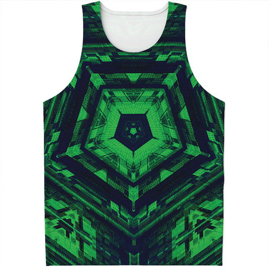Dark Green Kaleidoscope Print Men's Tank Top