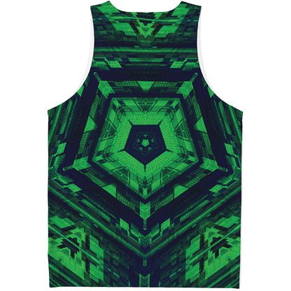Dark Green Kaleidoscope Print Men's Tank Top