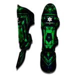 Dark Green Kaleidoscope Print Muay Thai Shin Guard
