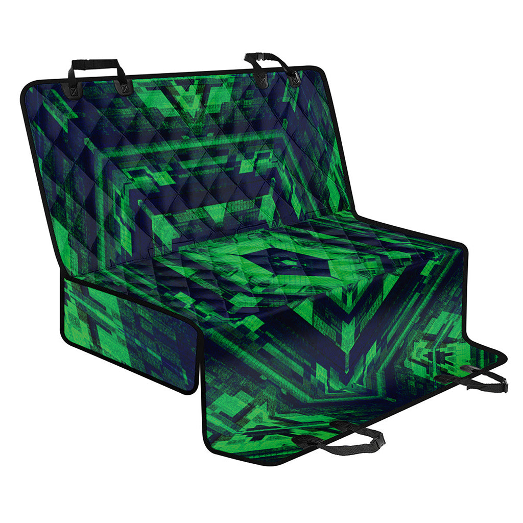 Dark Green Kaleidoscope Print Pet Car Back Seat Cover