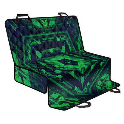 Dark Green Kaleidoscope Print Pet Car Back Seat Cover