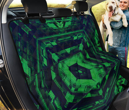 Dark Green Kaleidoscope Print Pet Car Back Seat Cover