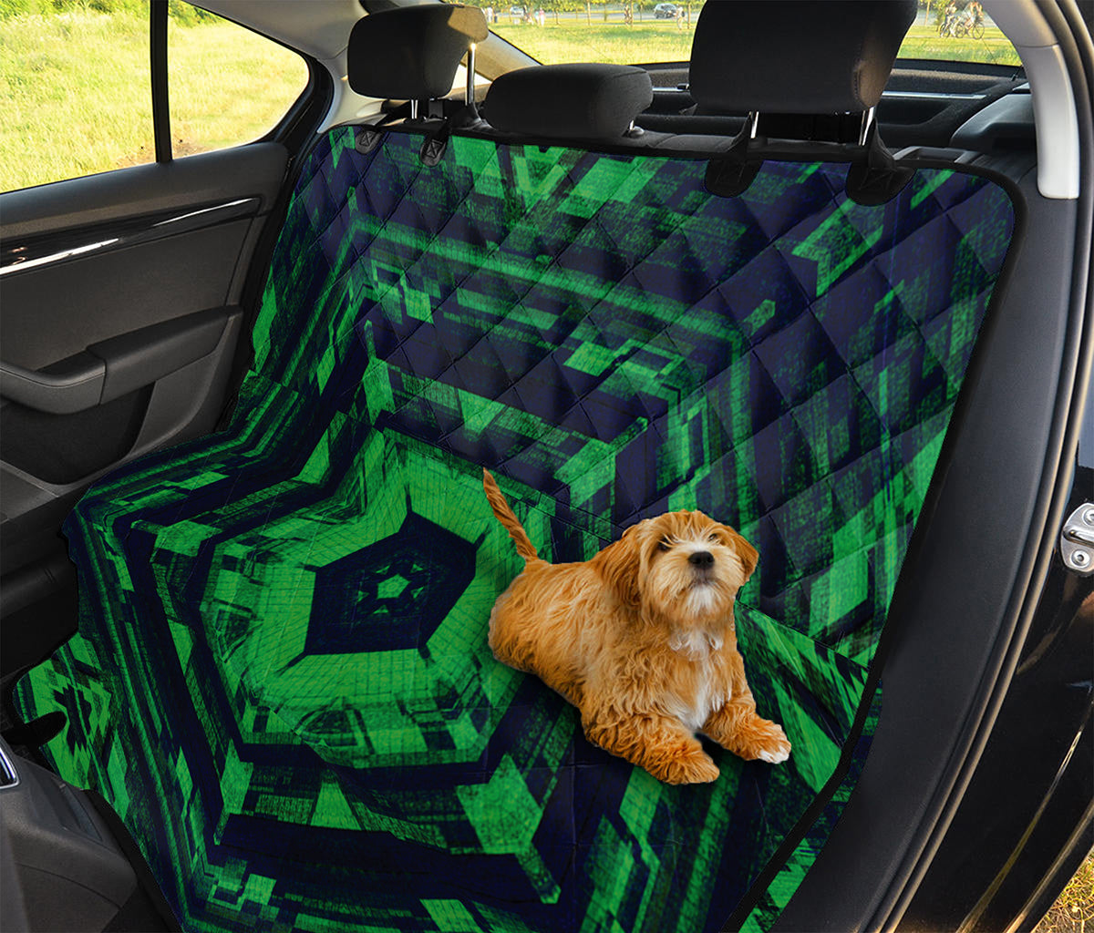 Dark Green Kaleidoscope Print Pet Car Back Seat Cover