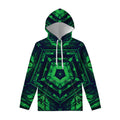 Dark Green Kaleidoscope Print Pullover Hoodie