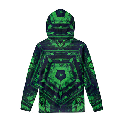 Dark Green Kaleidoscope Print Pullover Hoodie