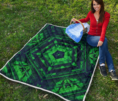 Dark Green Kaleidoscope Print Quilt
