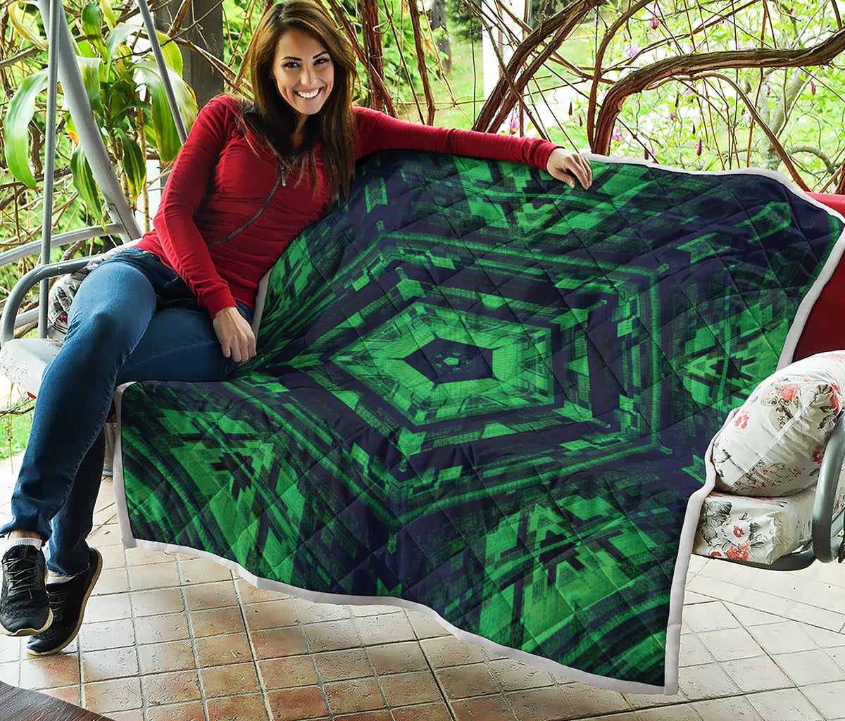 Dark Green Kaleidoscope Print Quilt