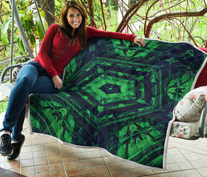 Dark Green Kaleidoscope Print Quilt