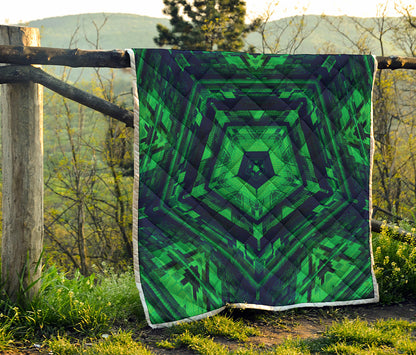 Dark Green Kaleidoscope Print Quilt